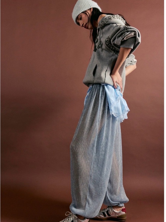 Free People Pants - Free People Shimmer Metallic Balloon Pants. Aqua Mint: Metallic Baby Blue. Small